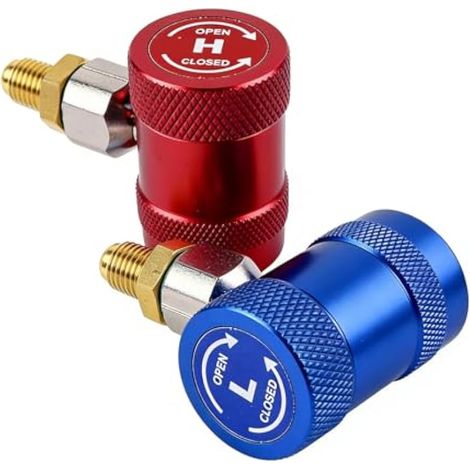 Lot De 2 Adaptateurs R1234yf vers R134a, Kit De Raccord Rapide R1234yf, Adaptateur R1234yf vers R134a, pour L’Entretien des Systèmes De Climatisation Automobile, Adaptateur pour Pompe À Vide (1/5)