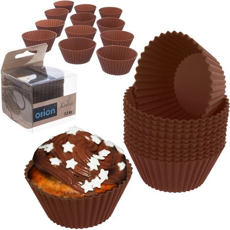 Stampini per muffin, pirottini in silicone, marroni, 12 pezzi, 5,5 cm, Orion 151757 (1/5)