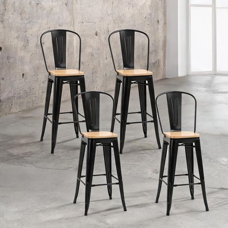 Tabouret de bar noir en métal 45 x 44 x 118 cm (1/5)
