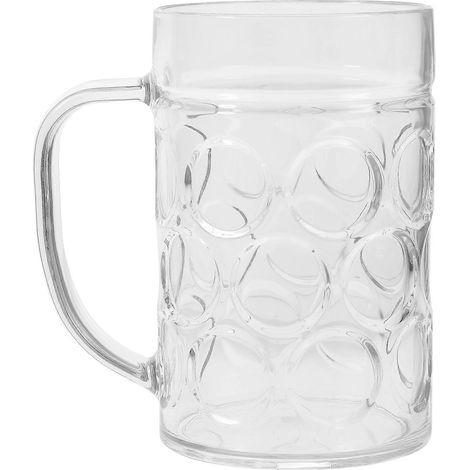 530 ml durchsichtiger Kunststoffbecher, Bierkrug, Trinkbecher für Hausbar und Partys mit Henkel-530ml-Transparent 06 (1/3)