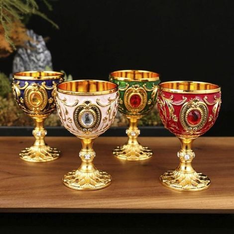 Verre À Vin - Métal Alliage - Capacité 30 ml - Style Médiéval Vintage - Pour Décoration Table Rustique - Lot De 2 (1/4)