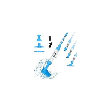Aspirateur de Piscine sans Fil, 3 en 1 Nettoyeur Électrique à Batterie Rechargeable, Aspirateur Manuel pour Petites Piscine, Jacuzzi, Spa, 90 Minutes d'Autonomie, Bleu (1/4)