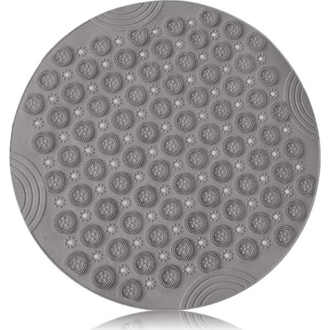 Tapis de douche, insert de douche, tapis de baignoire, tapis antidérapant, insert de baignoire, 55 x 55 cm, tapis de douche rond, ultra-absorbant, tapis de bain massant antidérapant en PVC, gris (1/5)