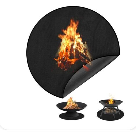 120cm Round Fire Pit Mat, Outdoor BBQ Mat, Fireproof, Waterproof, Oil Resistant, Fireproof Floor Mat for Protection