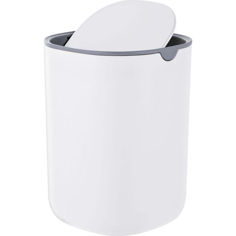 Mini poubelle de table avec couvercle basculant, 1,5 L – Blanche (1/5)