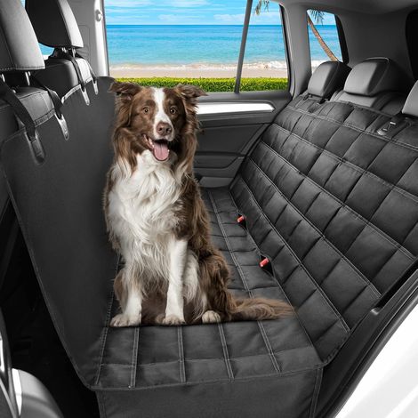 1 Housse de protection banquette arrière, imperméable 600D Oxford, avec rabats latéraux et clips réglables pour chien (1/5)