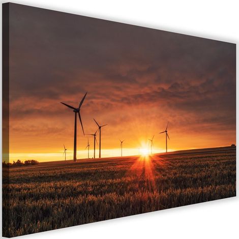 Tableau sur toile Moulins à vent Coucher de soleil 60x40 (1/5)
