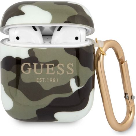 Guess GUA2UCAMA Coque AirPods 1/2 vert/kaki Collection Camouflage