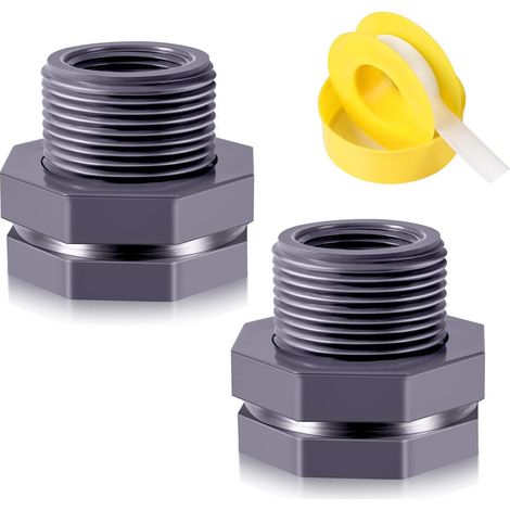3/4 inch PVC drain fitting, 2-pack with threaded cover, NPT female thread adapter, suitable for emptying water tanks, aquariums, bathtubs and swimming pools.--DTEKGAZ