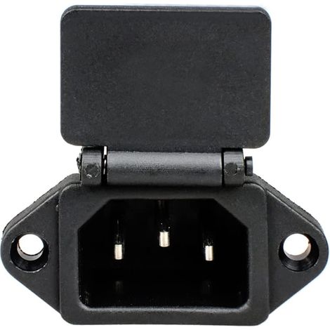 Conector de alimentacion C14 AC macho con tapa Negro 10 A (1/4)