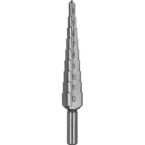 Stalco HSS Stufenbohrer ø 4-12 mm Steigung 1 mm Bohrfutter ø 6 mm S-72520 (1/2)
