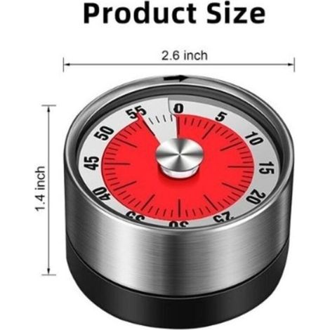 Mechanischer Timer – 60-Minuten-Magnetstoppuhr zum Kochen, Backen, Trainieren und Lernen (1/4)