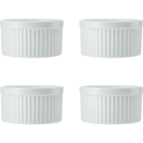 Mikasa Chalk Ramequines de Porcelana, 9.5cm, Set de 4 Ramequines Blancos para Postres y Soufflés, Platos Individuales para Soufflé - Aptos para Horno y Lavavajillas