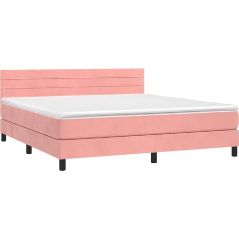 Giroletto a Molle con Materasso Rosa 180x200 cm in Velluto vidaXL (1/4)