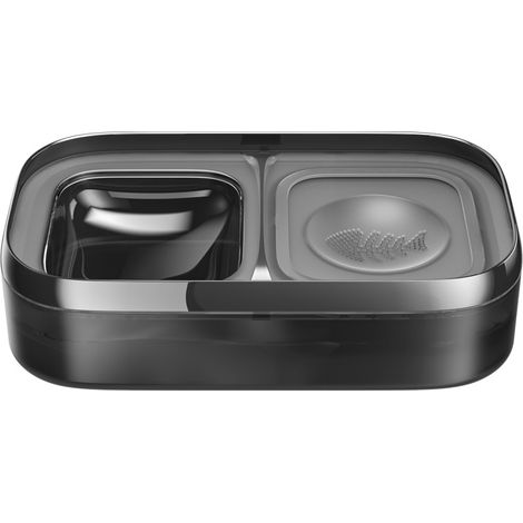 AGE Fontaine à Eau pour Chat et Chien,avec Un Bol d'alimentation en Acier Inoxydable,Fonction 2 en1,contenance 2L.gris foncé (1/5)