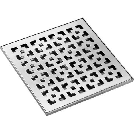 Siphon de douche carré brossé,30x30cm, siphon de sol en acier inoxydable avec grille amovible, passoire à cheveux, drain de douche de salle de bain (1/5)