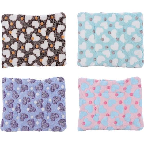 Lot de 4 lits pour cobayes, tapis de couchage en polaire pour petits animaux, matelas chaud (1/2)