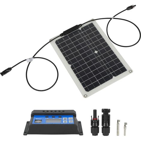Panneau solaire monocristallin portable 15 W 18 V pour voiture ou bateau (régulateur solaire + 10 A) (1/5)