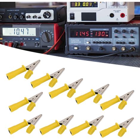 J.60045 5mm offene Krokodilklemme aus Vollkupfer für Leistungsprüfungen, verkauft in 10er-Packungen (gelb). (1/5)