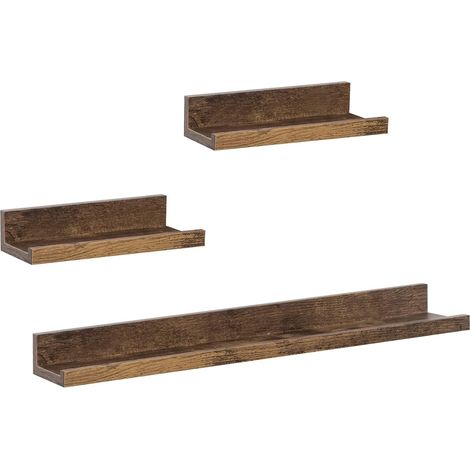 WOLTU Juego de 3 Soportes para Fotos estantería de Pared revistas Soporte para Fotos Estilo Vintage Color Marrone (1/5)
