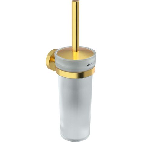 Nimco Unix - Scopino WC a muro con supporto, vetro/oro spazzolato UNZ 13094W-Z (1/3)