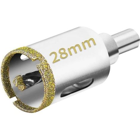 Scie Cloche Diamantée 28 mm avec Foret Guidage de Centrage, Scie Cloche Carrelage avec revêtement diamant, Foret trépan Diamant pour verre, carrelage, céramique, marbre, granit-Crezuo (1/4)