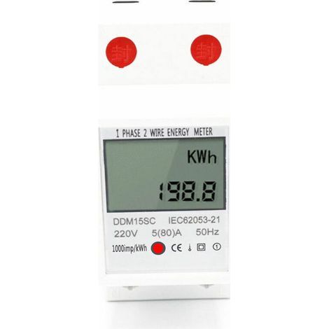 DDM15SC display per misuratore di potenza su rotaia monofase 2P di grandi dimensioni con display LCD multifunzione. 5(80)A (1/5)