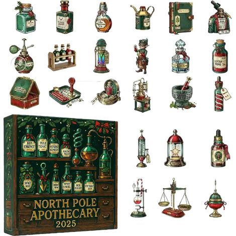Calendrier De L'Avent Ornement Potion 2D 24 Pièces Pendentifs Acryliques Ornements Compte À Rebours Noël Pour Fête De Vacances Bureau Maison Chambre Porte Fenêtre (1/5)