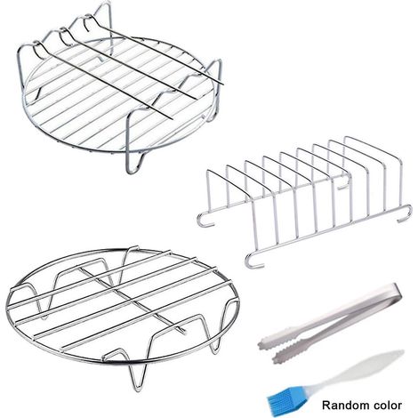 Lot de 3 supports de grille en métal de qualité alimentaire pour friteuse à air chaud, double couche, acier inoxydable, neuf - 20,3 cm - 8 pouces (1/5)