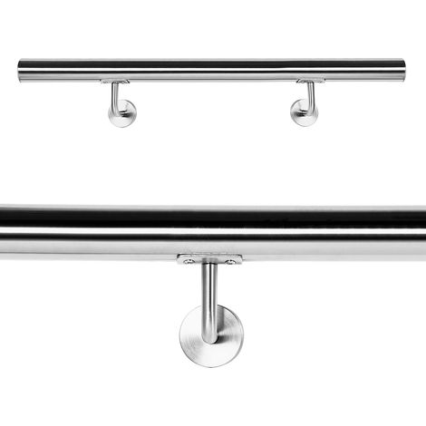 Wiltec – Main courante en acier brossé V2A 100cm – Garde-corps mural avec fixation robuste – Design élégant pour escalier et entrée (1/5)