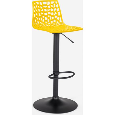 Sgabello design cucina bar base nero opaco regolabile Grand Soleil Spider Matt - Giallo