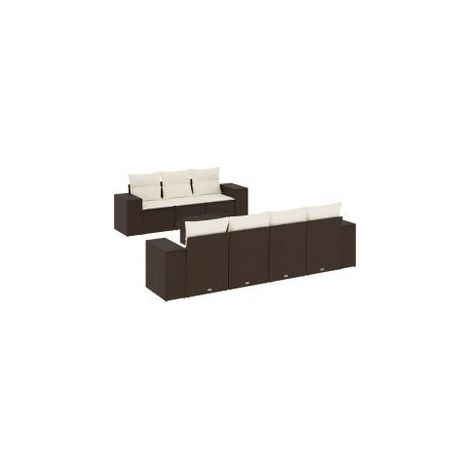Salon de jardin 8 pcs avec coussins marron résine tressée (1/3)