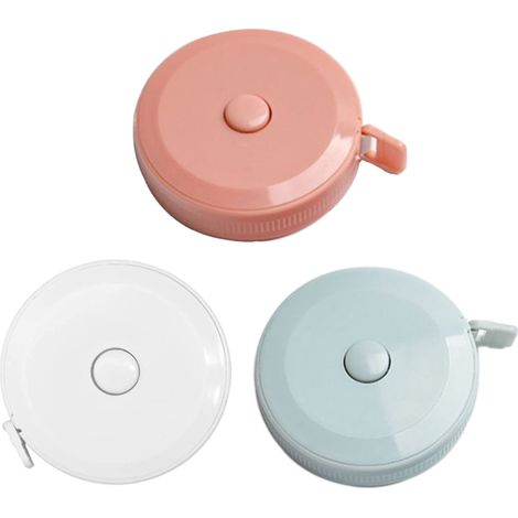 Lot de 3 mètres ruban souples rétractables pour la mesure du corps, des tissus et de la couture, double face, rétractables (1/5)