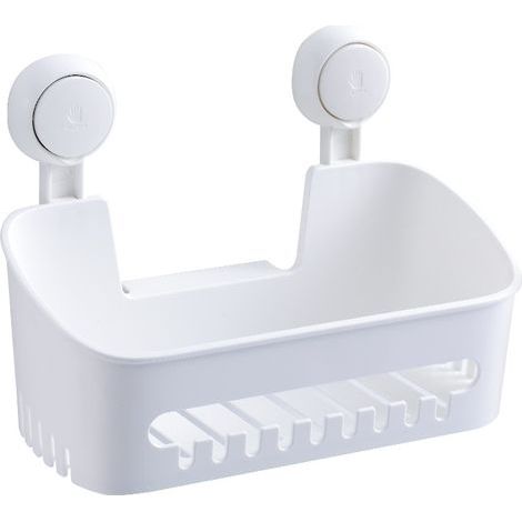Etagère Douche Ventouse Serviteur Panier de Douche Amovible sans Perçage pour Salle de Bain Panier Rangement Cusine pour Shampooing Revitalisant Savon - Blanc (1/4)