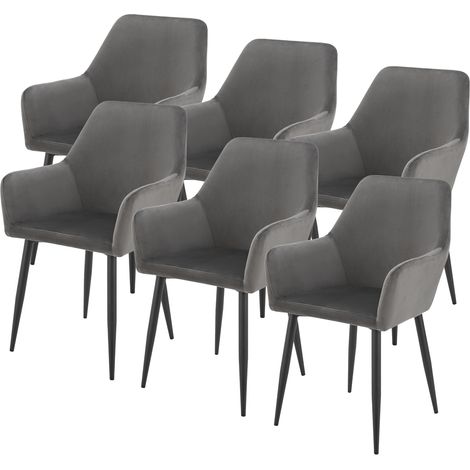 Esszimmerstuhl Hollola 6er Set Dunkelgrau [en.casa]