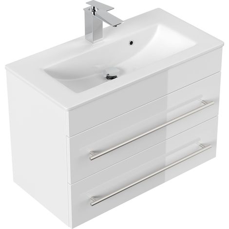 Badmöbel Mars 700 SlimLine 70x36cm mit 2 SoftClose Schubladen weiss hochglanz