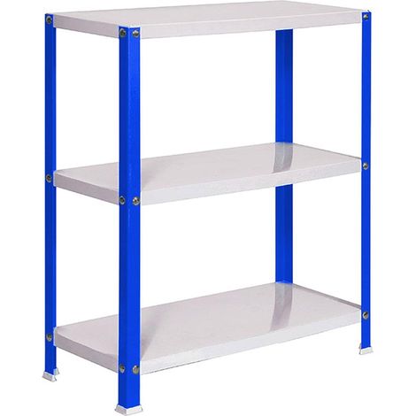 SimonRack Scaffale da Ufficio/Libreria, 900x800x300 mm, 3 Ripiani, 100 kg per Ripiano, Metallo Stile Industriale, Blu/Bianco – Simon Home