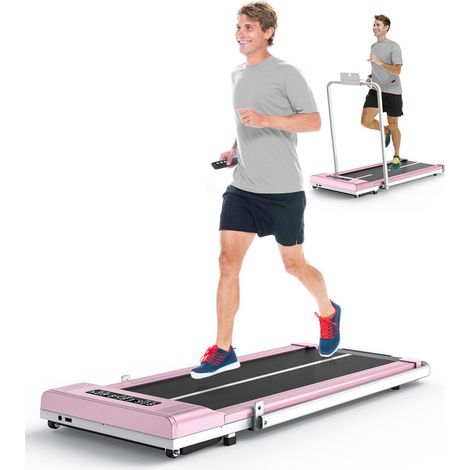 2 en 1 Tapis de marche Pliable Rose - Tapis de Course Roulant électrique - 1-10 Km/h Vitesse Réglable - Avec accoudoir et Écran LCD (1/5)