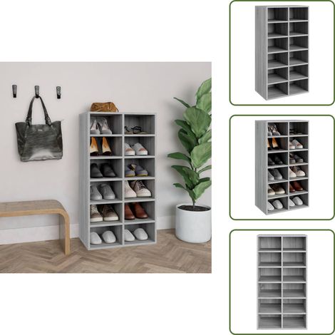 Almacenamiento de zapatos - vidaXL Mueble zapatero madera contrachapada gris Sonoma 54x34x100,5 cm - Mueble de madera contrachapada