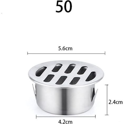 Caniveau à siphon rond et autoportant en acier inoxydable avec bac de récupération et filtre anti-colmatage, adapté aux balcons, terrasses, toits-terrasses, patios et jardins (diamètre 50 mm). (1/5)