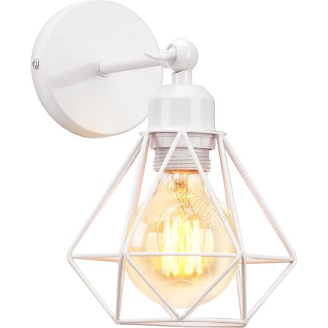 Appliques Murales Interieur Vintages Luminaires E27 en Métal, Lampe Murale Industrielles Rétro Réglable 180°,Blanc (1/5)