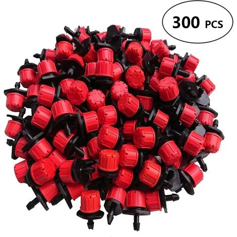 (300 pièces) Goutteurs d'irrigation réglables, arroseurs à micro-goutte de 6,35 mm (1/4 po) pour système d'arrosage (1/4)