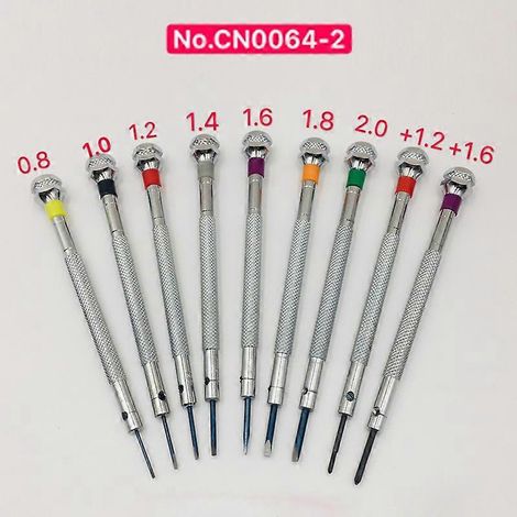 Ensemble de 9 tournevis de réparation de montres (0,6-2,0 mm) avec rondelle rotative pour outils d'horlogerie