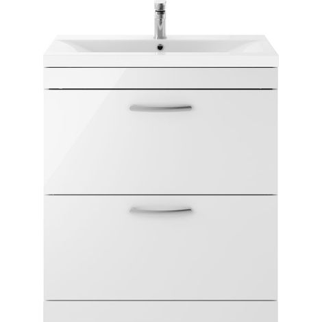 Nuie Athena Gloss White 800mm 2 Drawer Vanity Unit and Mid Edge Ceramic Basin - ATH055A (1/10)