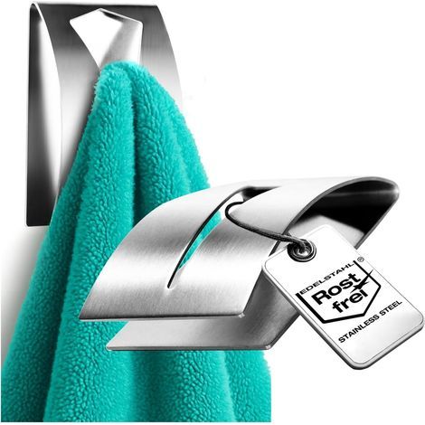 Juego de 2 ganchos autoadhesivos para toallas de acero inoxidable 304 - Clips para toallas sin necesidad de taladrar para baño y cocina. (1/5)