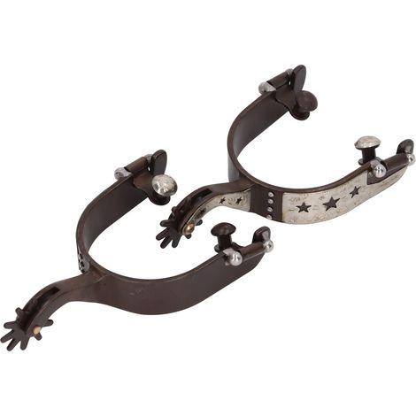 1 Paire d'Éperons Équestres Vintage en Laiton Marron avec Motif Étoile et Acier Inoxydable (1/5)