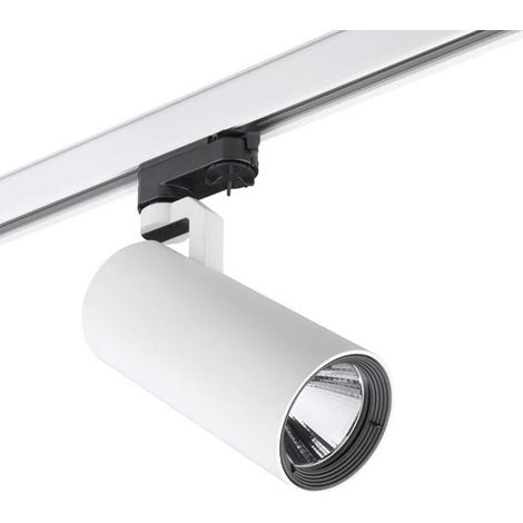 LedsC4 Mini - Spot sur Rail LED 19.1W et 1528lm avec Blanc Chaud 3000K. Diamètre 8cm. Structure en Aluminium. Coloris Blanc
