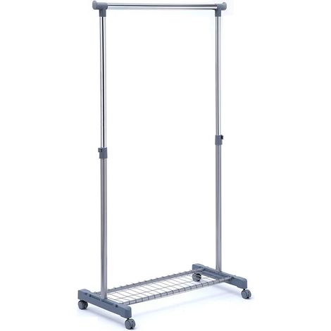 Portant à vêtements extensible avec étagère grille, gris/chrome
