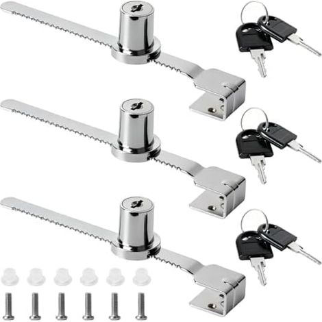 Lot de 3 Serrures Terrarium 141 mm avec Clé pour Vitrine Coulissante (1/5)