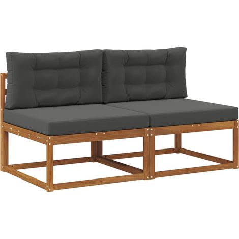 Outdoor Middle Sofa with Cushion 2 Piece Natural vidaXL